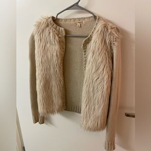 Faux fur shearling white sweater/cardigan